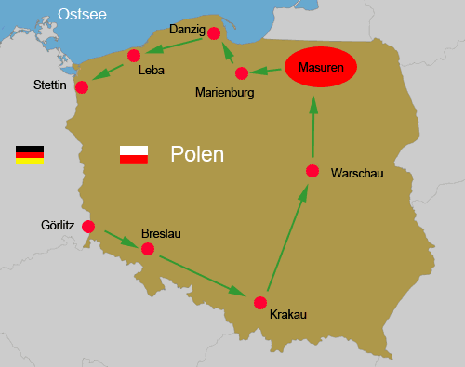 Handskizze: Polen Reise